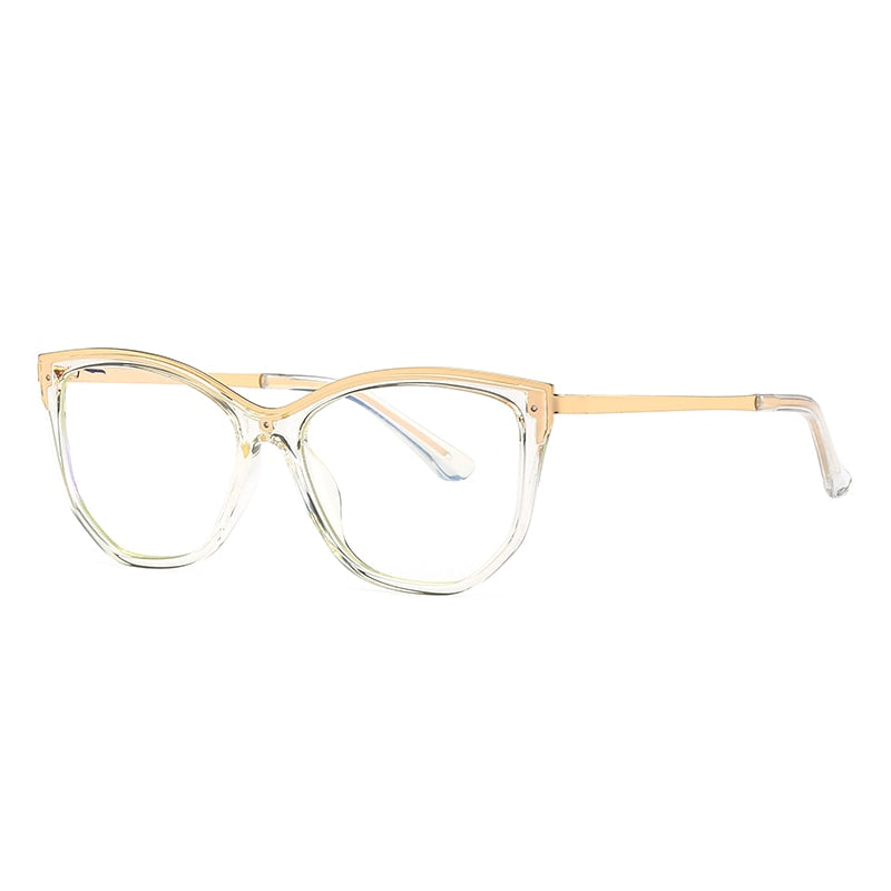 Hotochki Women's Full Rim Cat Eye Alloy Acetate Frame Eyeglasses 2048 Full Rim Hotochki Transparent