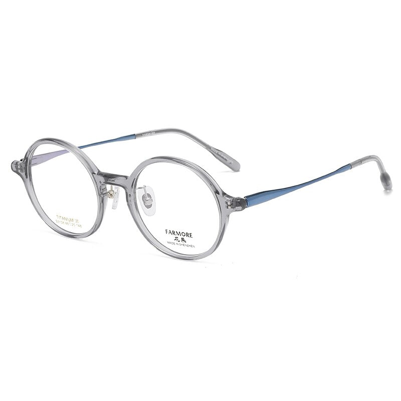 Reven Jate Unisex Full Rim Round Acetate Titanium Eyeglasses S3108 Full Rim Reven Jate Grey