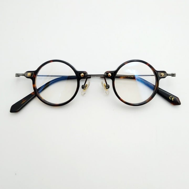 Yujo Unisex Full Rim Round Eyeglasses Acetate Y008 Full Rim Yujo