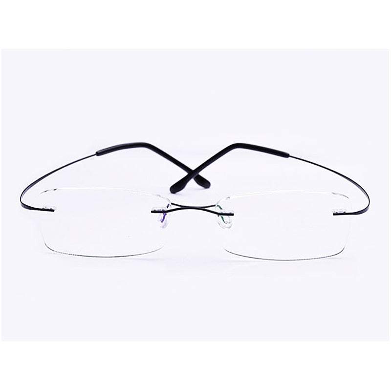 Yimaruili Unisex Rimless TR 90 Resin β Titanium Frame Eyeglasses Rimless Yimaruili Eyeglasses Black