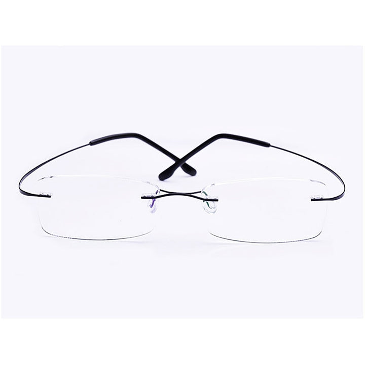 Yimaruili Unisex Rimless TR 90 Resin β Titanium Frame Eyeglasses Rimless Yimaruili Eyeglasses Black