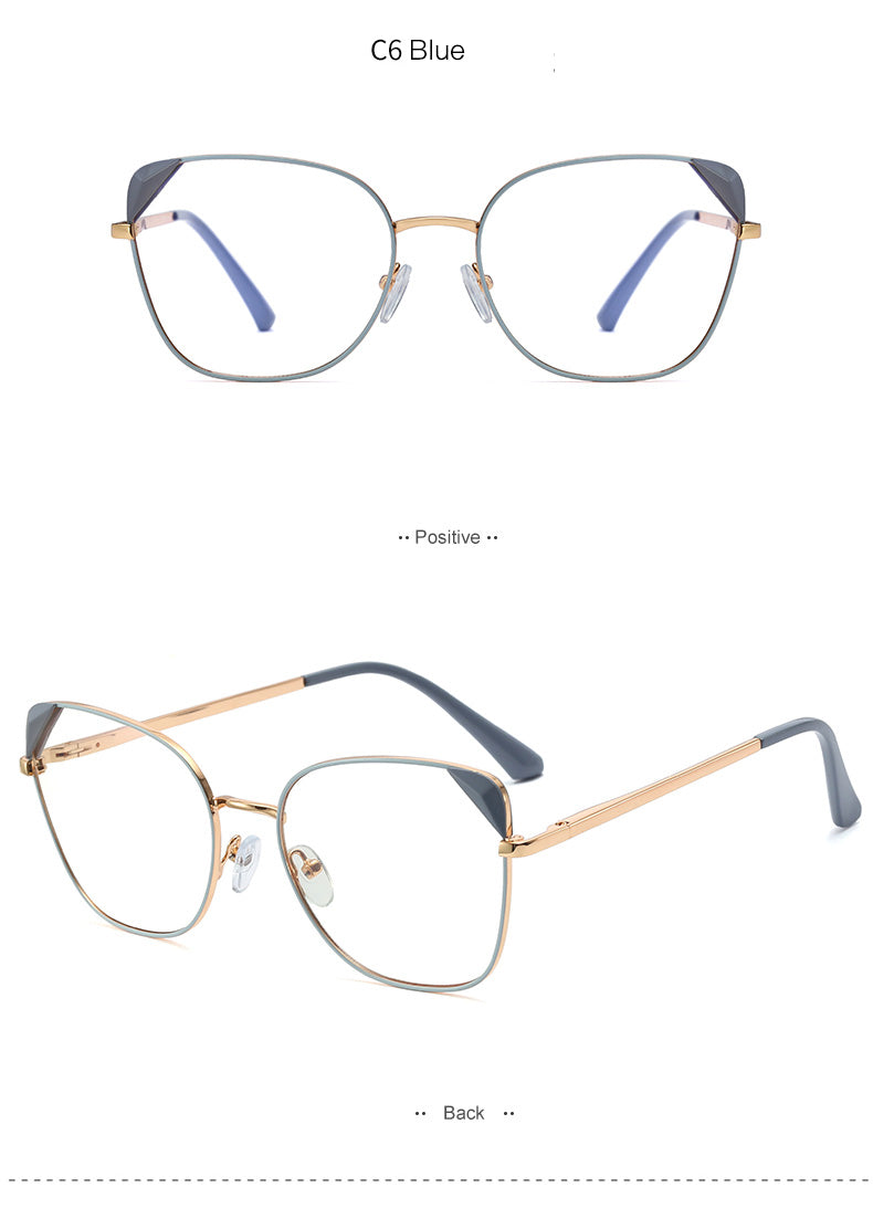 Hotony Women's Full Rim Cat Eye TR 90 Resin Alloy Frame Eyeglasses 95805 Full Rim Hotony