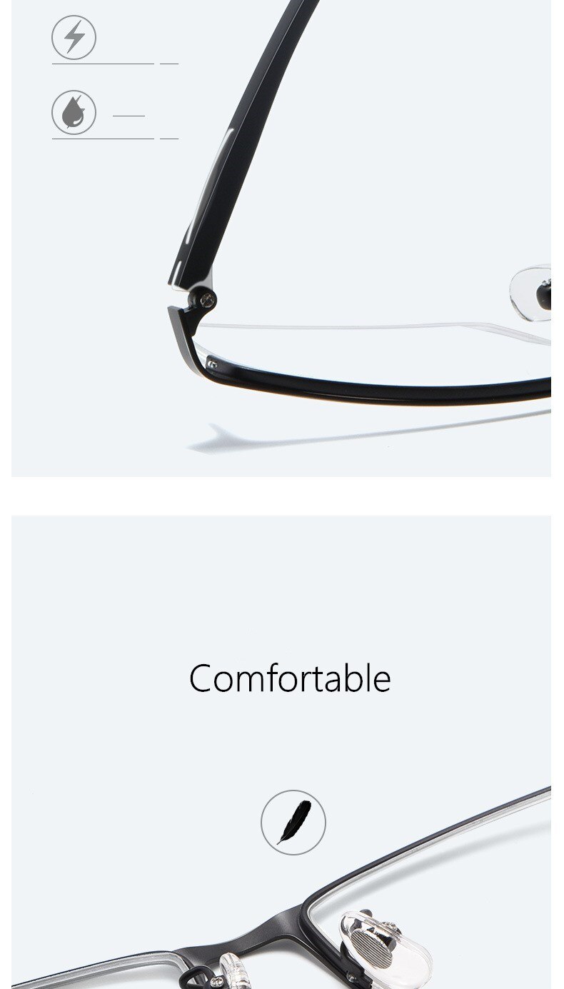 Yimaruili Unisex Semi Rim Titanium Alloy Frame Eyeglasses P9916 Semi Rim Yimaruili Eyeglasses