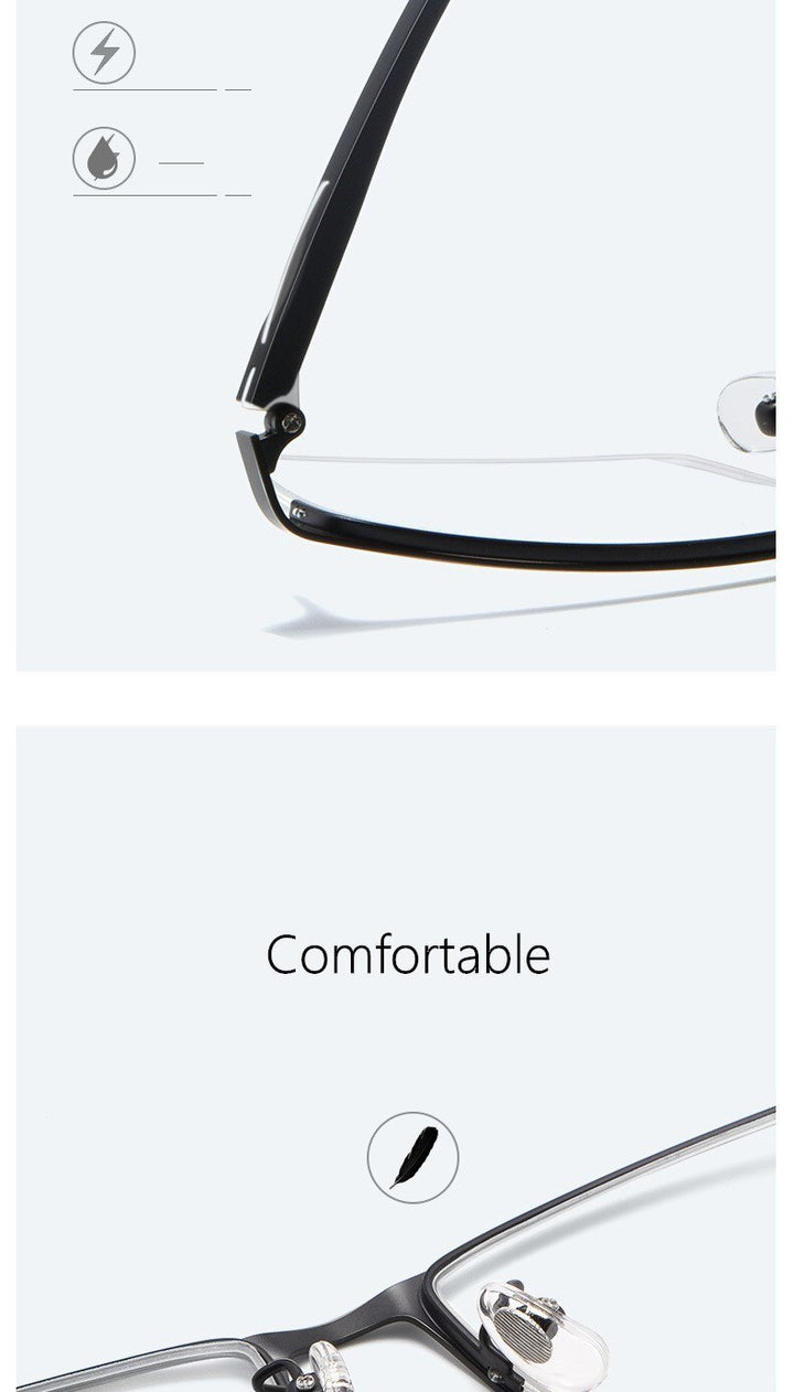 Yimaruili Unisex Semi Rim Titanium Alloy Frame Eyeglasses P9916 Semi Rim Yimaruili Eyeglasses
