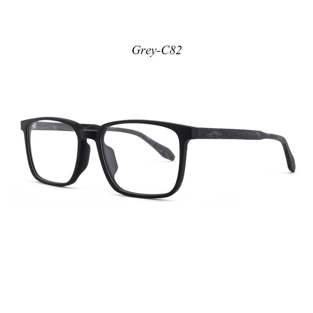 Hdcrafter Men's Full Rim Oversized Square Wood Frame Eyeglasses 1693 Full Rim Hdcrafter Eyeglasses C82