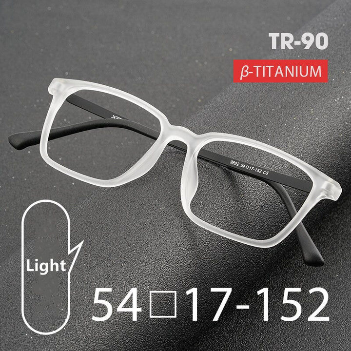 Yimaruili Men's Full Rim Square β Titanium TR 90 Resin Frame Eyeglasses 9822 Full Rim Yimaruili Eyeglasses
