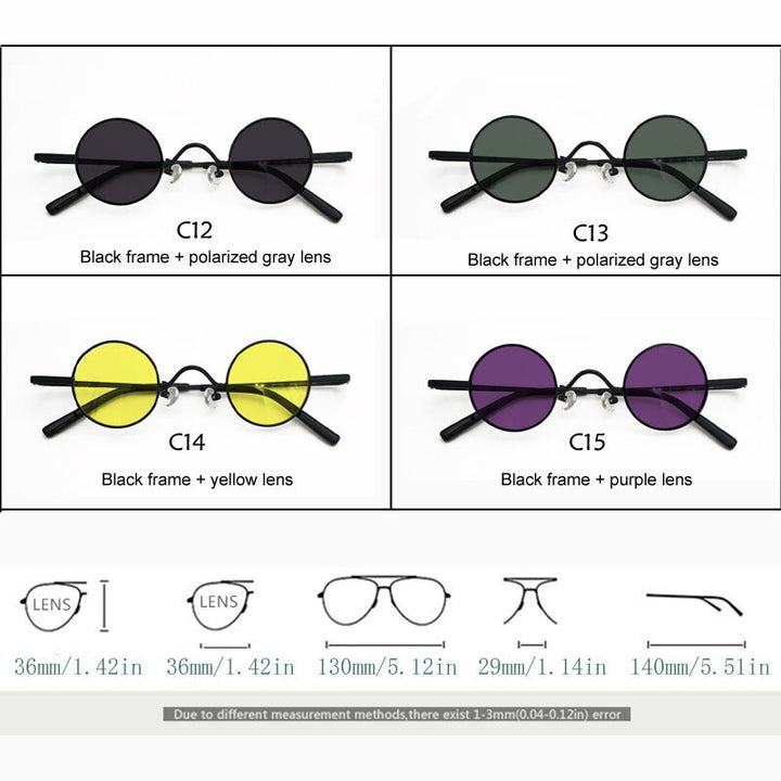 Yujo Unisex Acetate Alloy Small Round Sunglasses Y050 Sunglasses Yujo