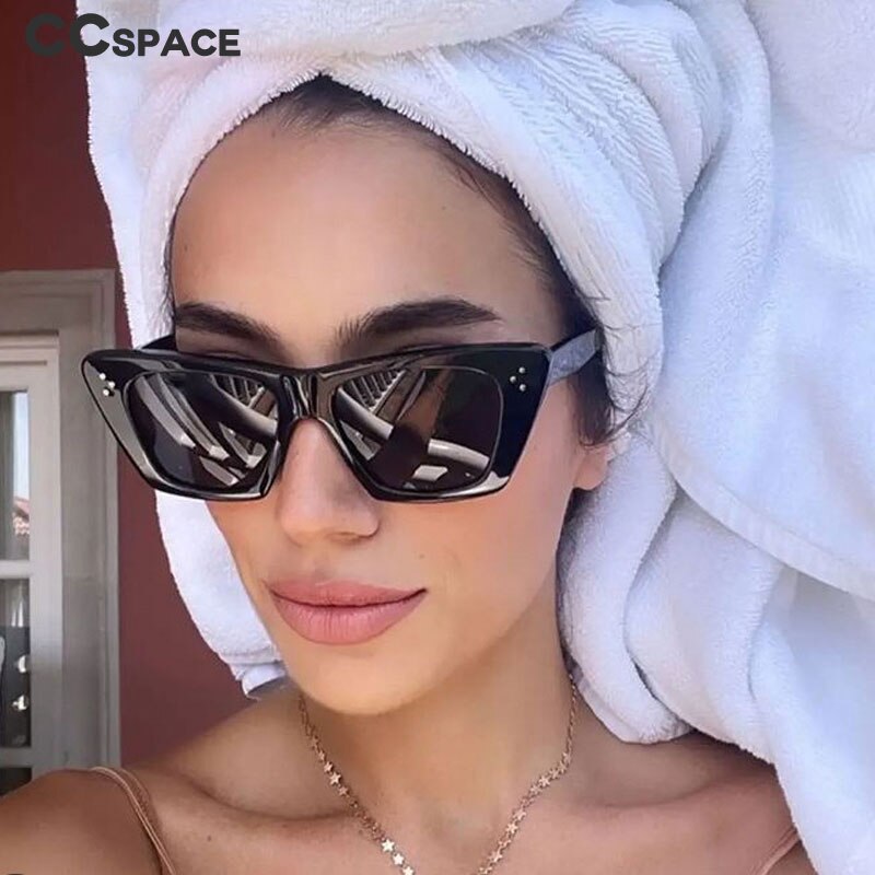 CCspace Women's Full Rim Cat Eye Rivet Acetate Frame Sunglasses 54001 Sunglasses CCspace Sunglasses