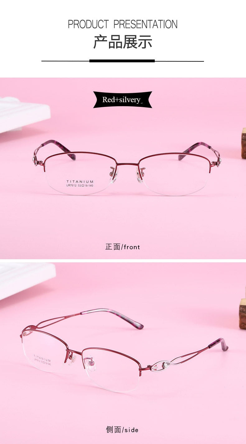 Women's Hollow Jeweled Temple Semi Rim Frame Eyeglasses Lr7812 Semi Rim Bclear
