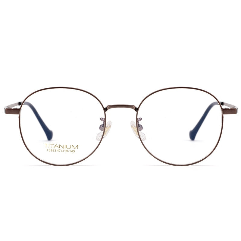 Yimaruili Men's Full Rim Round β Titanium Frame Eyeglasses T3933 Full Rim Yimaruili Eyeglasses