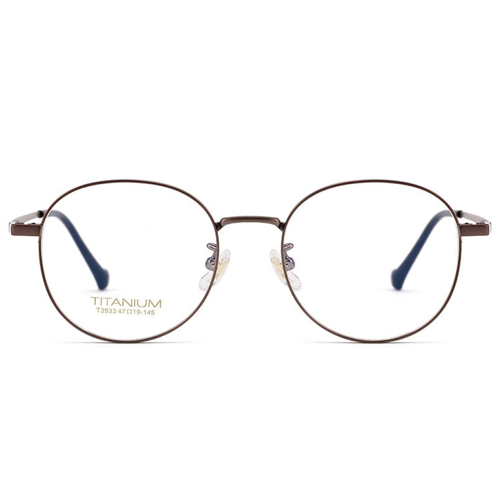 Yimaruili Men's Full Rim Round β Titanium Frame Eyeglasses T3933 Full Rim Yimaruili Eyeglasses