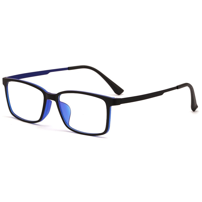 KatKani Men's Full Rim Square TR 90 Resin Alloy Frame Eyeglasses K3063 Full Rim KatKani Eyeglasses Black Blue  