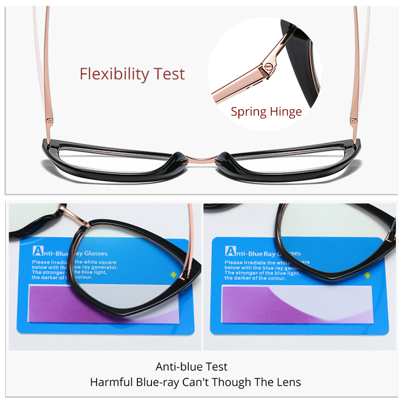 Ralferty Women's Eyeglasses Cat Eye TR90 Anti Blue Light D605 Full Rim Ralferty