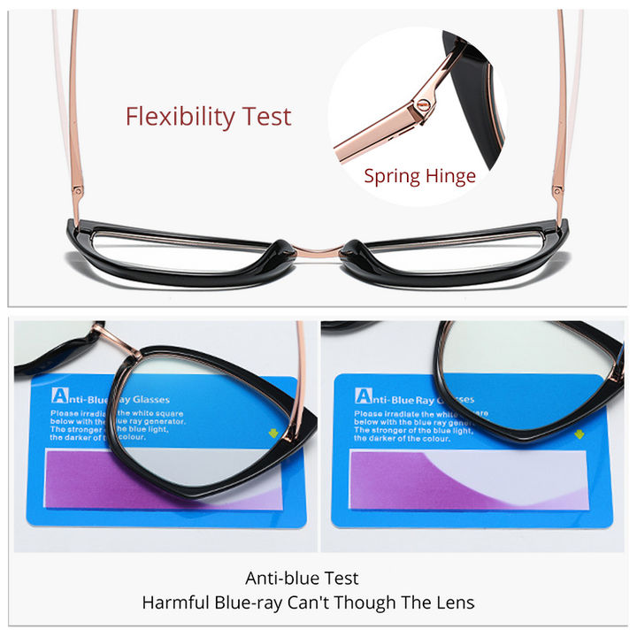 Ralferty Women's Eyeglasses Cat Eye TR90 Anti Blue Light D605 Full Rim Ralferty