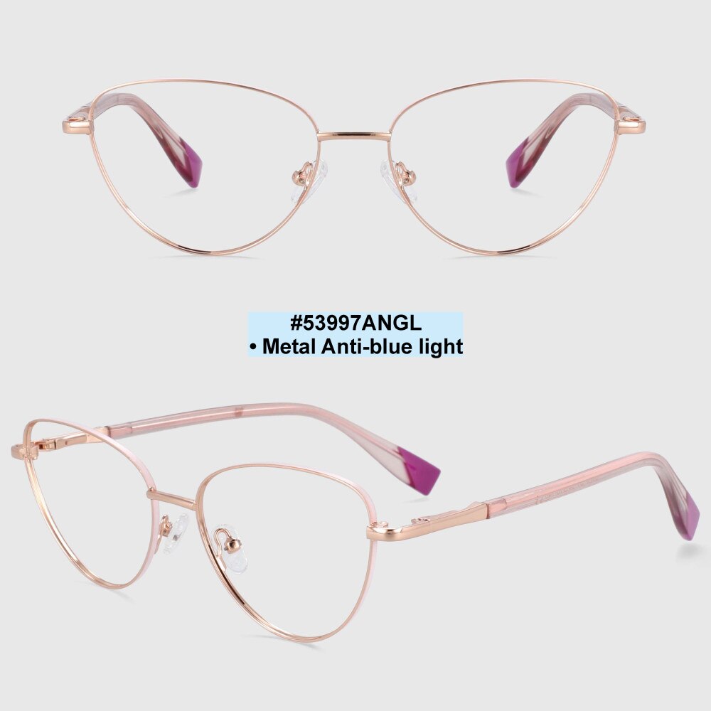 CCspace Women's Full Rim Cat Eye Alloy Frame Eyeglasses 53997 Full Rim CCspace gold pink