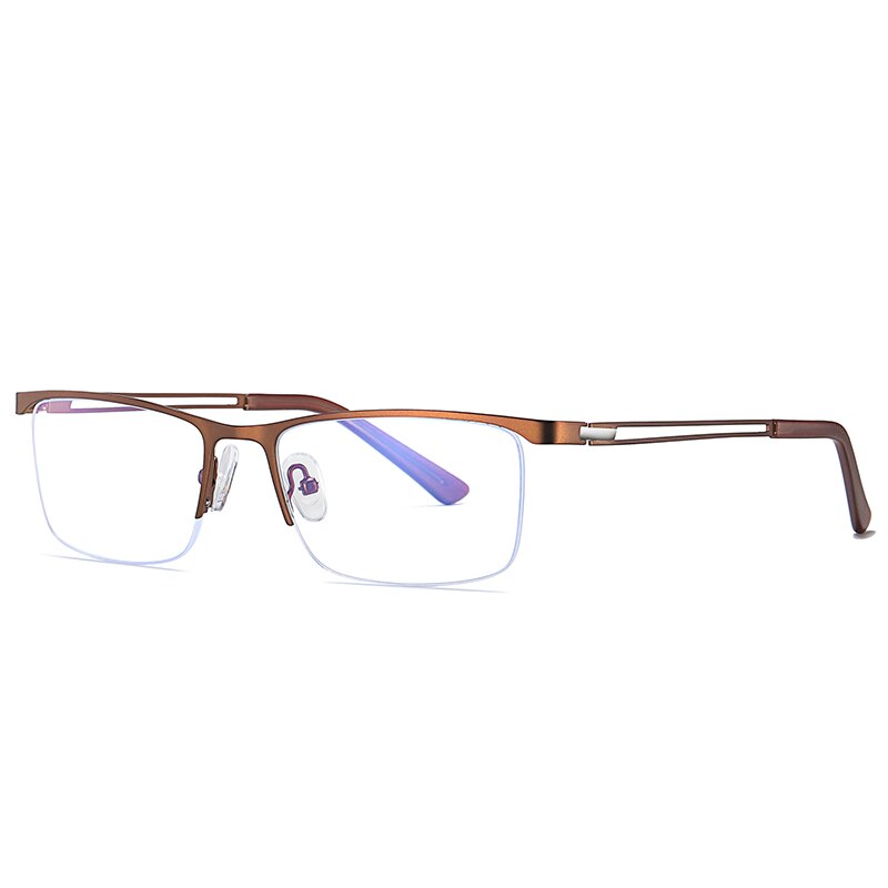 Reven Jate Men's Eyeglasses 5916 Half Rim Alloy Front Flexible Plastic Tr-90 Semi Rim Reven Jate