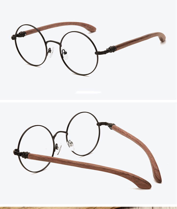 Hdcrafter Unisex Full Rim Round  Titanium Wood Frame Eyeglasses 7573 Full Rim Hdcrafter Eyeglasses