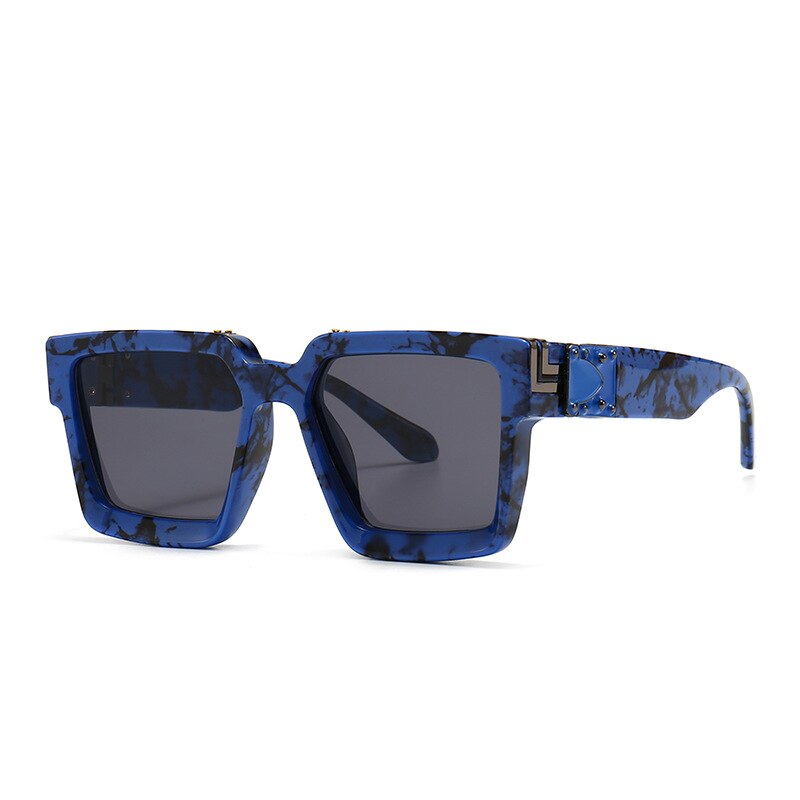 CCspace Unisex Full Rim Square Resin Frame Sunglasses 46167 Sunglasses CCspace Sunglasses E2BlackBlue LargeFrame