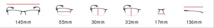 Hotochki Men's Semi Rim IP Electronic Plated Alloy Frame Eyeglasses 9065 Semi Rim Hotochki