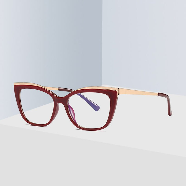 Hotochki Women's Full Rim Cat Eye Alloy Acetate Frame Eyeglasses 2049 Full Rim Hotochki
