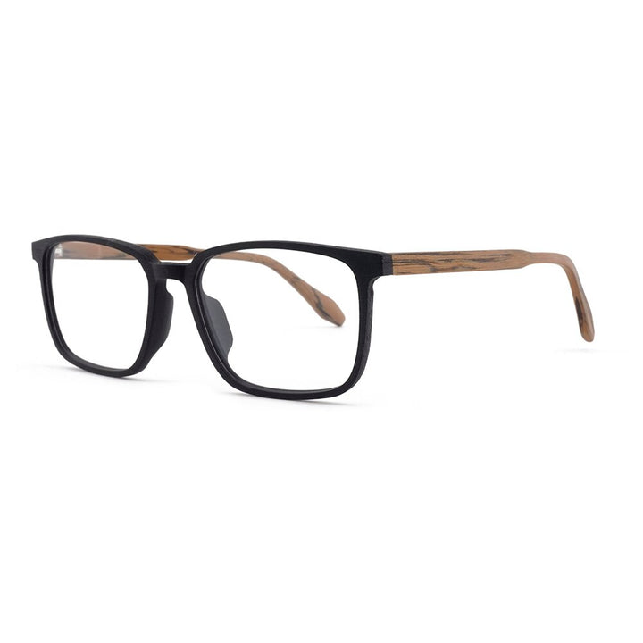 Hdcrafter Men's Full Rim Oversized Square Wood Frame Eyeglasses 1693 Full Rim Hdcrafter Eyeglasses