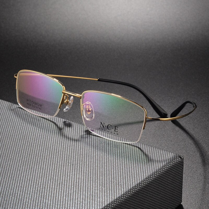 Men's Semi Rim Titanium Eyeglasses Sc18024 Semi Rim Bclear