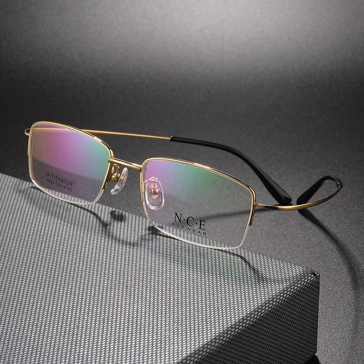 Men's Semi Rim Titanium Eyeglasses Sc18024 Semi Rim Bclear