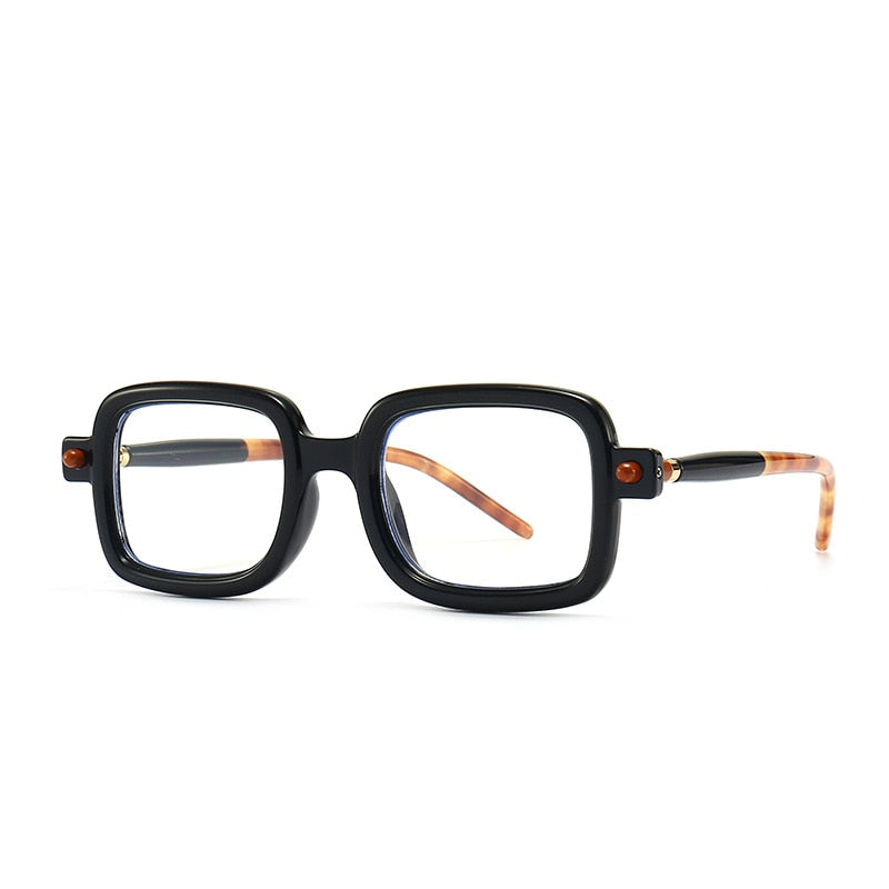 CCspace Unisex Full Rim Rectangle Resin Frame Eyeglasses 53979 Full Rim CCspace black-leopard