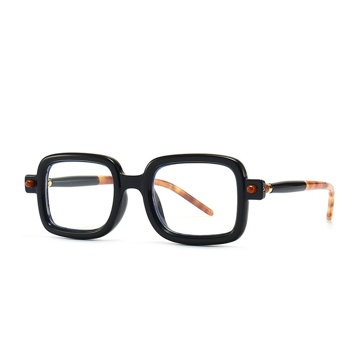 CCspace Unisex Full Rim Rectangle Resin Frame Eyeglasses 53979 Full Rim CCspace black-leopard