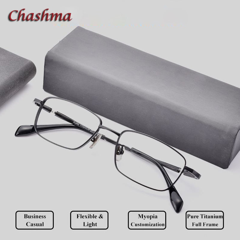 Chashma Ochki Unisex Full Rim Small Square Titanium Eyeglasses 85927 Full Rim Chashma Ochki