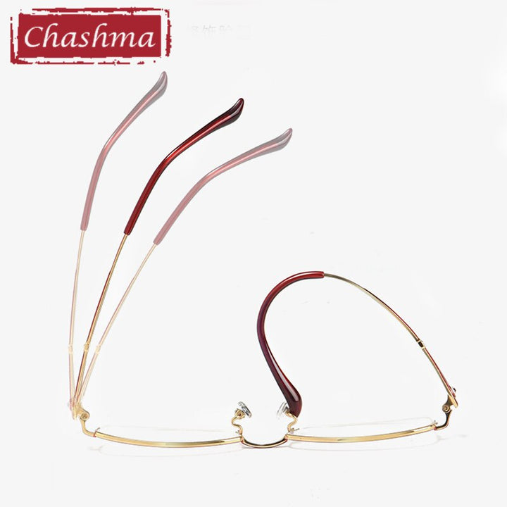 Chashma Ottica Women's Semi Rim Oval Rectangle Titanium Eyeglasses 86015 Semi Rim Chashma Ottica