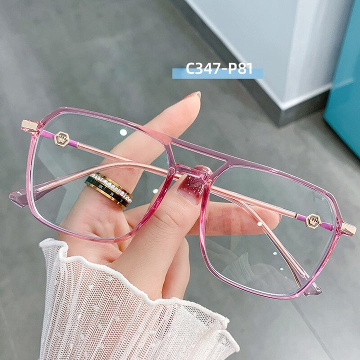 Hotony Women's Full Rim TR 90 Resin Square Double Bridge Frame Eyeglasses Lk309 Full Rim Hotony C347-P81