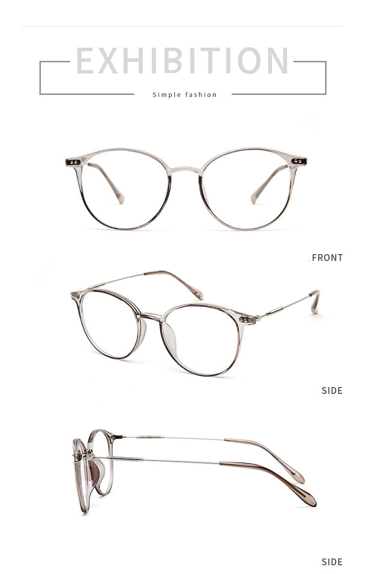 Hotony Unisex Full Rim Round Acetate Alloy Frame Eyeglasses Full Rim Hotony