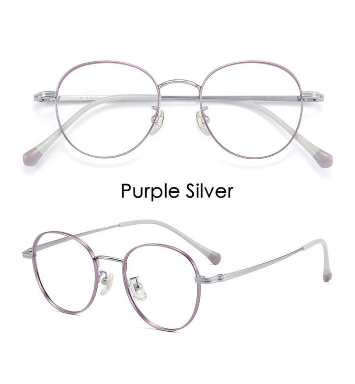 Yimaruili Unisex Full Rim Round Titanium Frame Eyeglasses T8805 Full Rim Yimaruili Eyeglasses