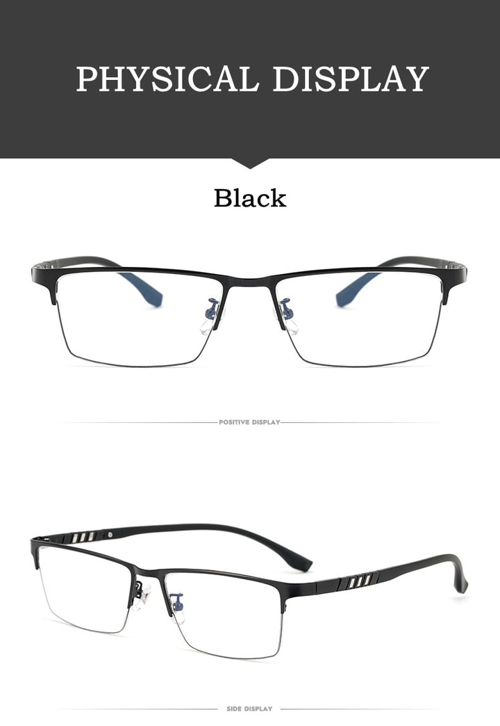 Yimaruili Men's Semi Rim Titanium Alloy Frame Eyeglasses P9806 Semi Rim Yimaruili Eyeglasses