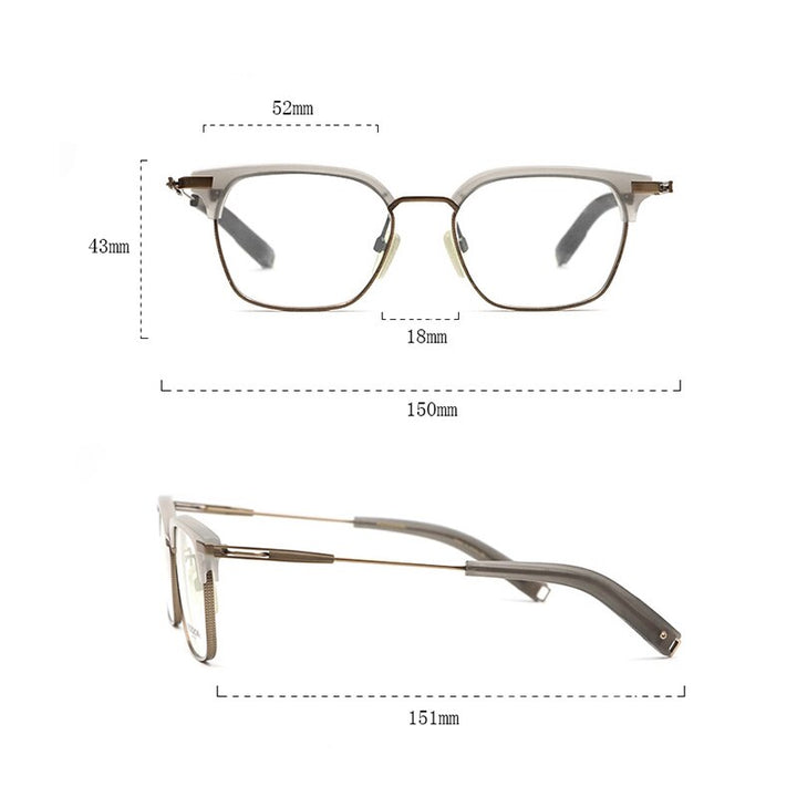 Hdcrafter Unisex Full Rim Square Titanium Frame Eyeglasses Ps7399 Full Rim Hdcrafter Eyeglasses