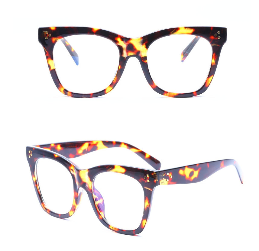 CCspace Unisex Full Rim Oversized Cat Eye Resin Alloy Frame Eyeglasses 49742 Full Rim CCspace