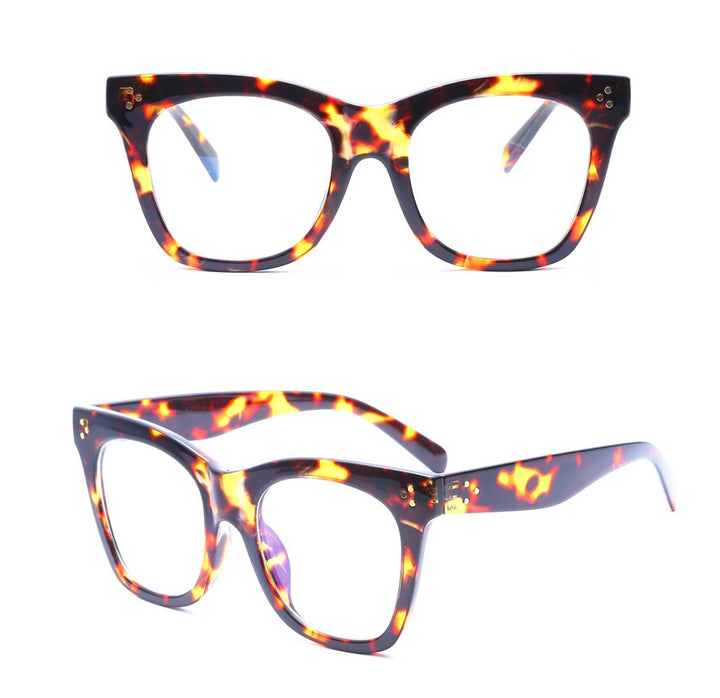 CCspace Unisex Full Rim Oversized Cat Eye Resin Alloy Frame Eyeglasses 49742 Full Rim CCspace