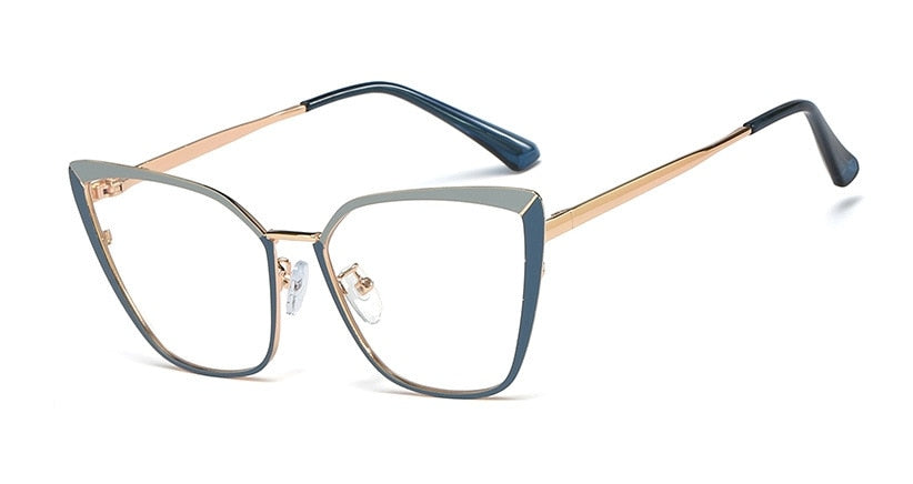 CCspace Unisex Full Rim Square Cat Eye Alloy Frame Eyeglasses 48104 Full Rim CCspace C3 gray blue