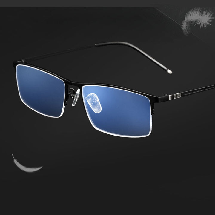 Reven Jate Men's Semi Rim Square Titanium Eyeglasses Ej8606 Semi Rim Reven Jate