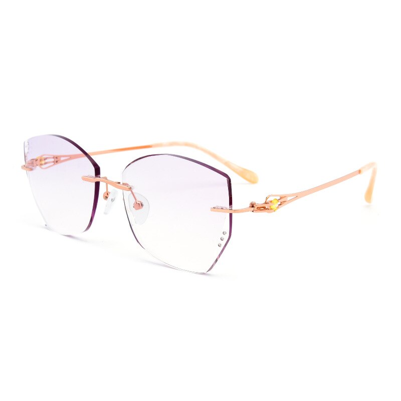 Reven Jate Women's Eyeglasses Alloy Rimless Diamond Cutting 98101 Rimless Reven Jate golden