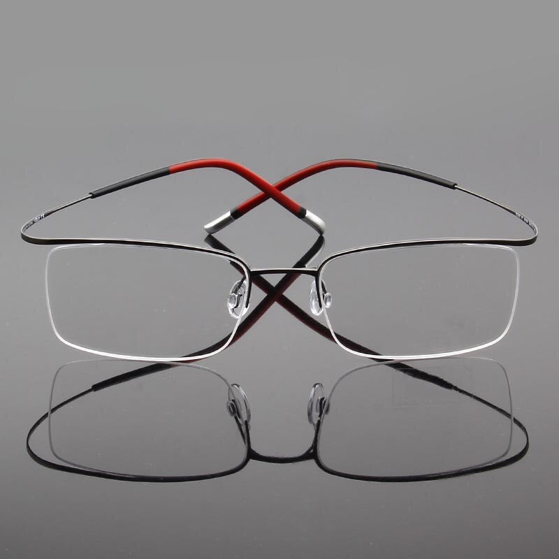 Hdcrafter Unisex Eyeglasses Rectangle Titanium Semi Rim 9256 Rimless Hdcrafter Eyeglasses