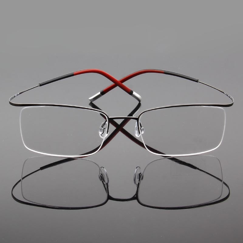 Hdcrafter Unisex Semi Rim Rectangle Titanium Frame Eyeglasses 9256 Semi Rim Hdcrafter Eyeglasses