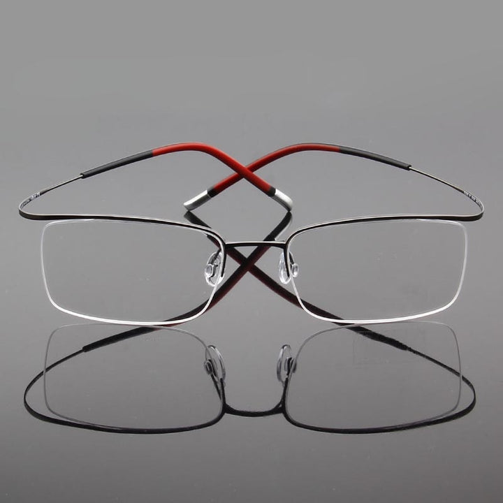 Hdcrafter Unisex Semi Rim Rectangle Titanium Frame Eyeglasses 9256 Semi Rim Hdcrafter Eyeglasses