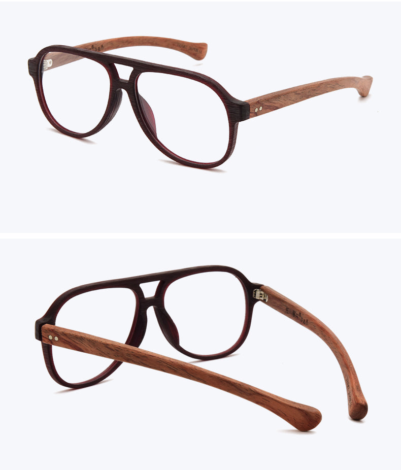 Hdcrafter Unisex Full Rim Double Bridge Round Wood Frame Eyeglasses 7428d Full Rim Hdcrafter Eyeglasses