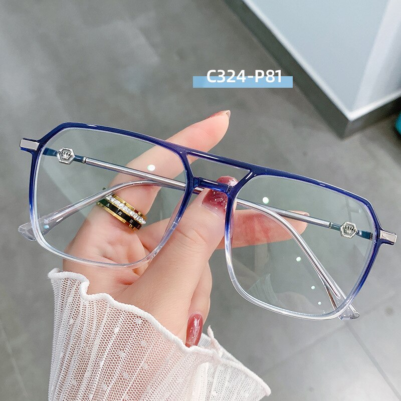 Hotony Women's Full Rim TR 90 Resin Square Double Bridge Frame Eyeglasses Lk309 Full Rim Hotony C324-P81