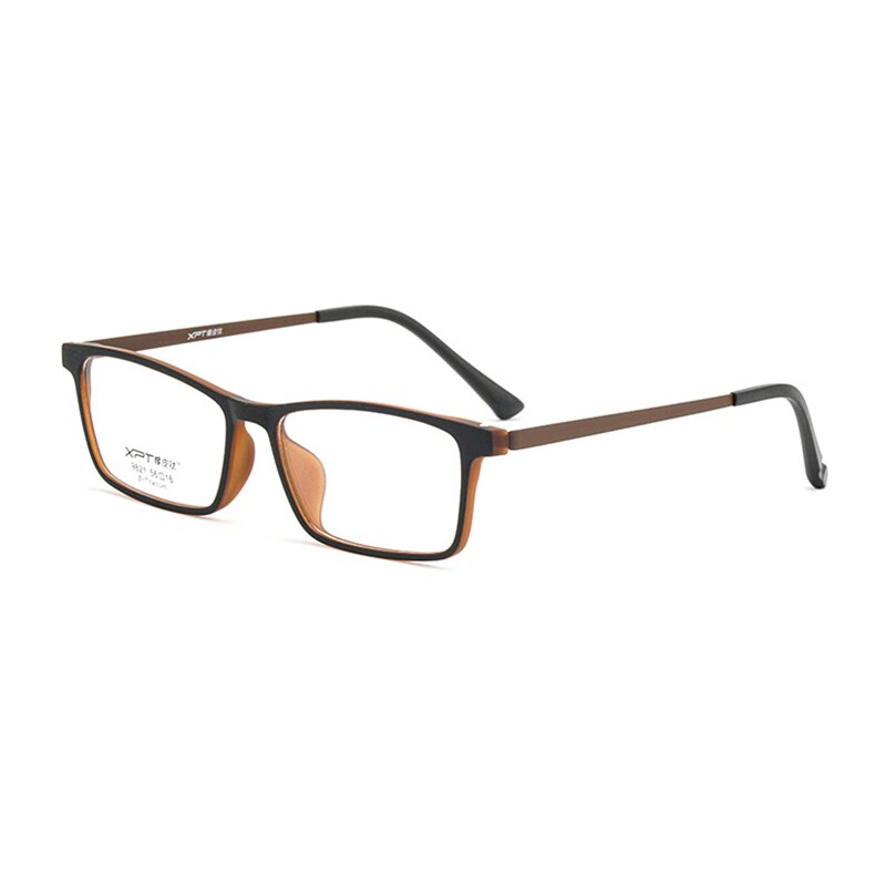 Hotony Unisex Full Rim Rectangle TR 90 Resin B Titanium Frame Eyeglasses 9821 Full Rim Hotony Auburn