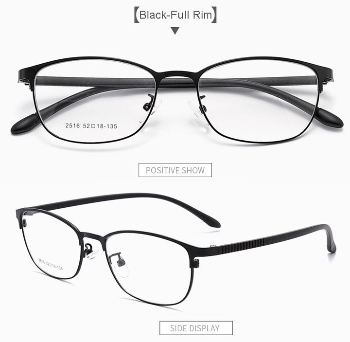 Hotony Unisex Full/Semi Rim Alloy Frame Eyeglasses 2516 Semi Rim Hotony