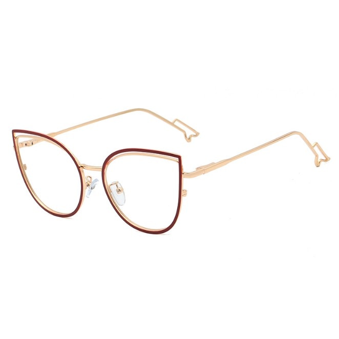 CCspace Unisex Full Rim Cat Eye Tr 90 Titanium Frame Eyeglasses 48198 Full Rim CCspace C8 Red