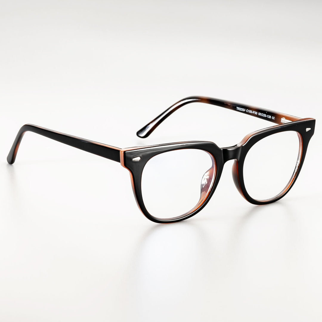 CCspace Unisex Full Rim Oval Square Tr 90 Titanium Frame Eyeglasses 51026 Full Rim CCspace BlackBrown